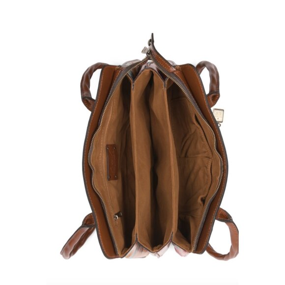 Patricia Nash Malvizza Leather Satchel Spring Floral w 15 Year Anniversary Charm - Picture 3 of 14